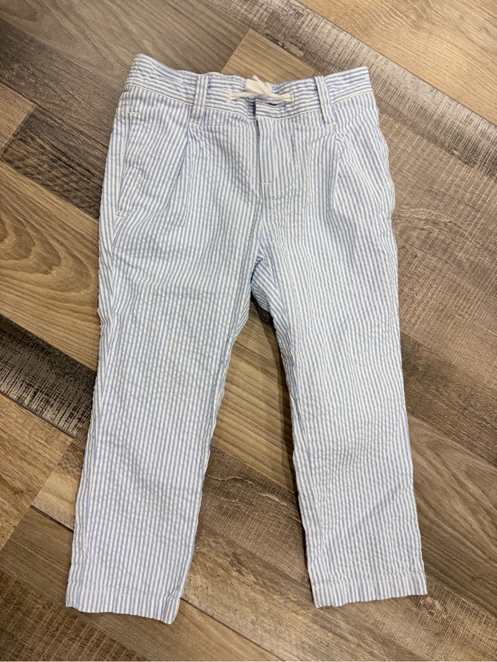 Janie and Jack Light Blue and White Striped Seersucker Pants